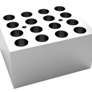 The MH-USA Dry Bath Block, designed for round tubes, is a white rectangular piece featuring 16 circular holes, each Φ13.9mm x 48.4mm, arranged in a grid on top.