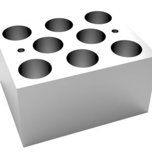 The MH-USA Dry Bath Block for round tubes has eight 21mm x 48.4mm holes in a 3x3 grid, designed for 8 x 20mm tubes, and features a matte finish with a solid construction.