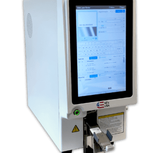 The MH-USA UV Microscope Slide Printer w/ 10 Touch Screen features an intuitive interface, enabling seamless control over settings, keyboard layout, and printing options with its built-in scanner and various buttons and ports.