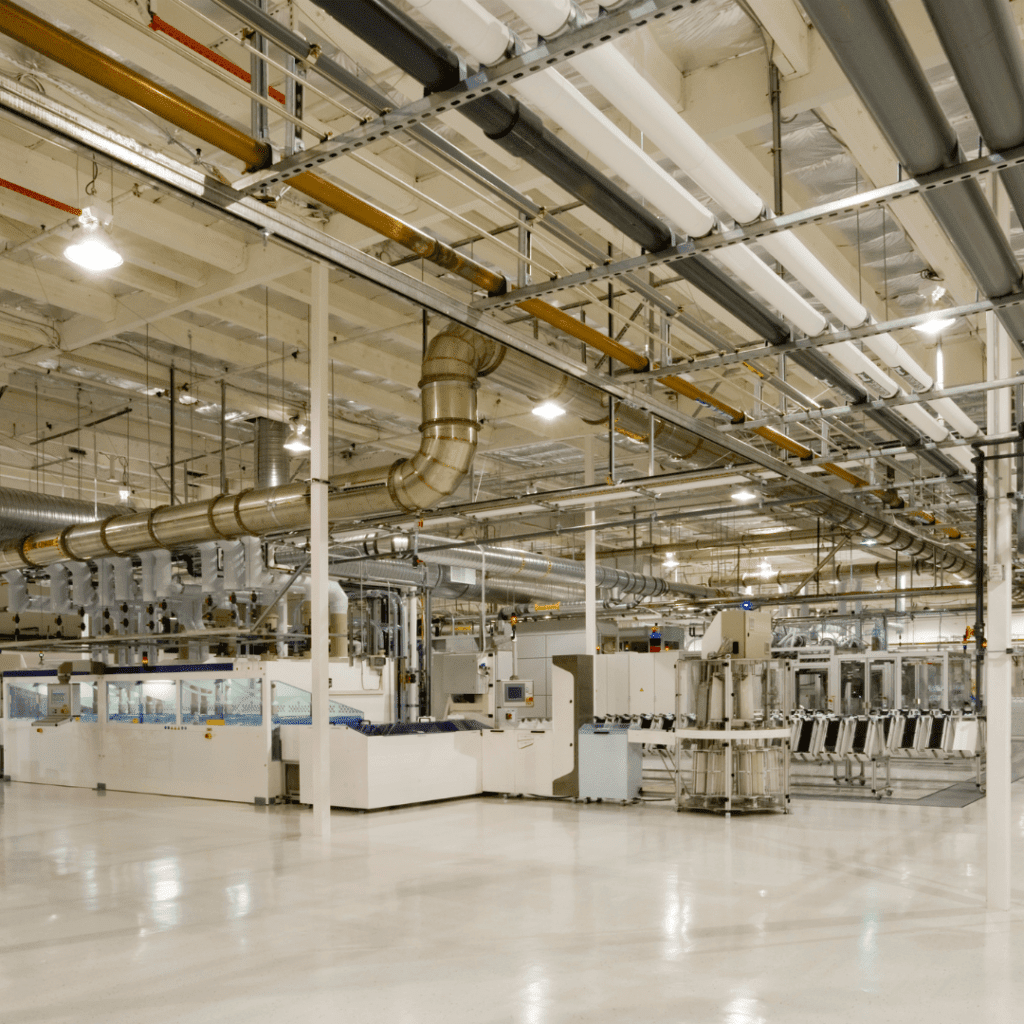 Manufacturing facilities that produce carpets, vinyl, and other rolled materials can use Vidir carpet machines to streamline their storage and handling processes.