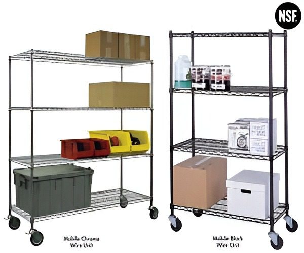 Mobile Chrome Wire Shelving Carts