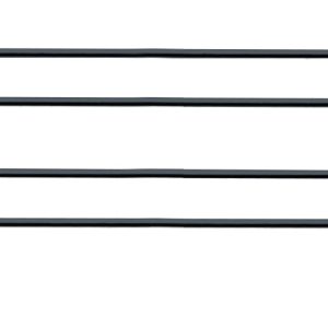 The Quantum Back/Side Ledge is a black metal rack with a 54W x 4H black epoxy antimicrobial finish, featuring three loops and two horizontal bars for organizing, holding, or hanging items. Ideal for storage or display on any back/side ledge.