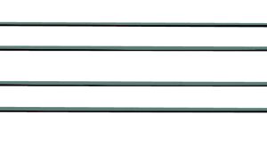 The Quantum Back Ledge, designed to stabilize climbing or heavy garden plants, features a semi-circular metal wire support with multiple vertical stakes and a black epoxy antimicrobial finish, measuring 72W x 4H.