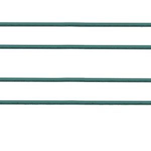 The Quantum Back Ledge, with a green epoxy antimicrobial finish, features three vertical legs and two horizontal bars with looped ends to guide plant growth effectively in gardens or pots.