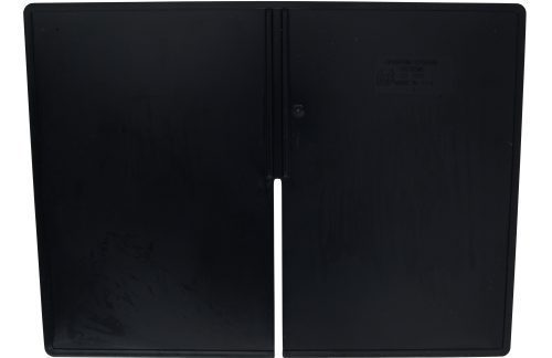 A large black Quantum Cross Divider made in the USA, featuring a vertical groove, designed for use with QP1265. This smooth plastic cover has minor scuffs.