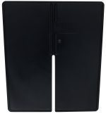 The Quantum Cross Divider, designed for QP1867 models, is a sleek black rectangle with a vertical cut-out that widens at the bottom. Featuring a smooth, slightly textured surface and minimal visible details, this product is made in the USA to ensure reliable quality.