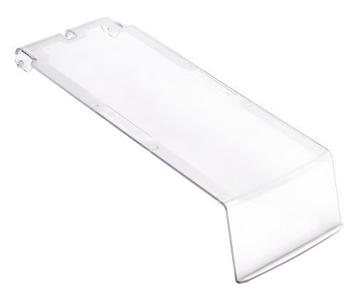 A clear plastic, rectangular shelf divider specifically designed for bin QUS224, with rounded edges and a top lip for secure attachment.
