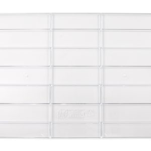 The Quantum Cross Divider, designed for the QUS270 bin and made in the USA, is available in a pack of 6. Its clear ridged pattern provides visibility while maintaining a smooth surface.
