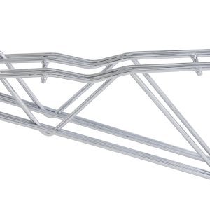 Quantum Cantilever Multiple Shelf Post Wall Mount with a 12 double post cantilever arm, two post mount brackets, and chrome finish. It features triangular supports, rounded hooks at the ends, and a visible cylindrical mount on the right side.