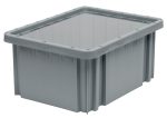 The Gray plastic storage bin features a rectangular shape with slightly raised edges and vertical grooves for support, includes a Quantum Dust Cover Inlay to keep contents pristine. Proudly made in the USA and compatible with DG91025, DG91035, and DG91050.