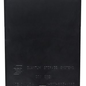 Black Quantum Drawer Divider lid, embossed with Quantum Storage Systems, DIV 202, Made in USA, 1-800-685-4665 and a logo in the top left corner. Available in packs of 25 for efficient organization.