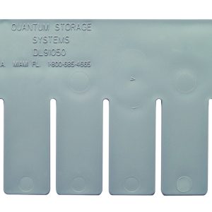 Gray Quantum short divider with seven slots and rounded tabs, for use with DG91050. Text on the top left reads Quantum Storage Systems, DL91050, including contact info. Proudly made in USA.