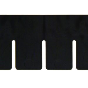 The Quantum Short Divider is a black plastic strip, sold in packs of 6, with evenly spaced rectangular notches along one side for a comb-like appearance, ideal for use as a conductive short divider. Made in the USA.