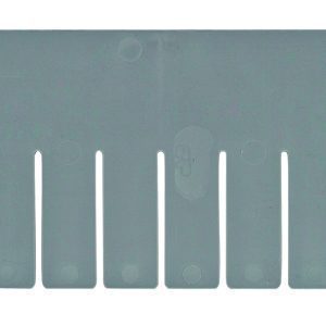 A gray Quantum Short Divider, crafted from plastic with nine slots for organization and embossed with Quantum Storage Systems DC60080, is designed for DG93060 units and made in the USA.