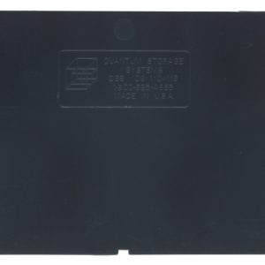 A rectangular black plastic Quantum Bin Divider for bin DSB109, with rounded corners, features embossed text, a logo in the center with product details in faint letters. Available in packs of 50.