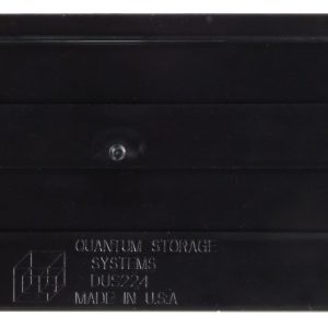 The Quantum Bin Divider, made in the USA, is designed for bin QUS224. It features a black plastic build with a triangular end, marked DUS224, and includes a small circular detail. Comes in a pack of 6.