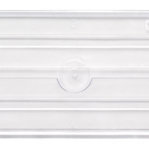 Clear, rectangular plastic food storage container lid with slightly angled edges, labeled DU5245 for bin QUS245. Made in the USA, it features grooves for a secure fit and is available in a pack of 6 as the Quantum Bin Divider.