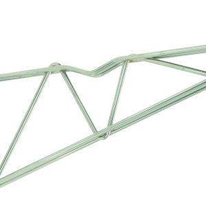 The Quantum Cantilever Arm in chrome features a geometric design with two 12 single cantilever arms, perfect for modern decor. It includes two wall mount brackets and boasts a zigzag pattern with looped ends for easy installation.