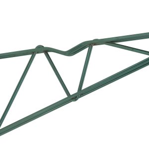 The Quantum Cantilever Arm features a triangular shape with two 12 arms, a wavy center, and a flat base. It has two wall mount brackets for easy installation and a green epoxy antimicrobial finish.
