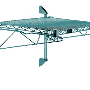 The Quantum Cantilever Single Shelf Post Wall Mount includes a 24W x 12D shelf, wire mesh surface, (2) 14 posts, adjustable 12 cantilevers, and (2) mounting brackets. Featuring a green epoxy antimicrobial finish and NSF certification, this industrial-style shelf is perfect for organization.