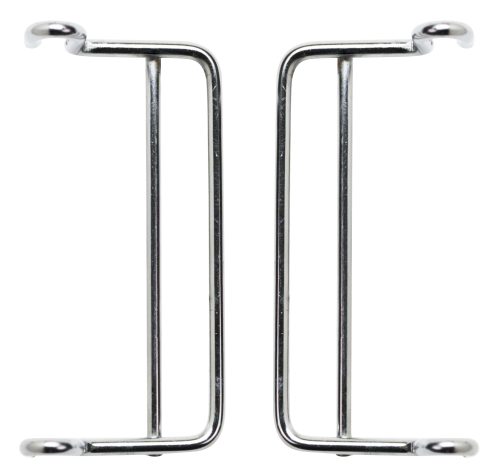 The Quantum Side Hanger pair, designed for QMB510C, features a U-shaped design with two metal hooks in a chrome plated finish. The shiny, reflective surface and curved ends stand out against a plain white background, highlighting their symmetrical appearance.