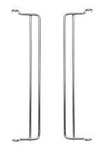 On a white background, the Quantum Side Hanger for QMB539C is shown as two parallel sleek chrome rods with a chrome plated finish and hooked ends, sold as one pair for versatile support or hanging use.