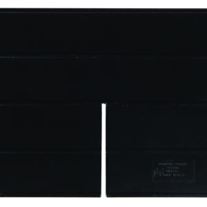 The Quantum Long Divider, crafted for use with QP1496, features a sleek black chevron design and a central slit. With a smooth, glossy finish, it is made in the USA and comes in a pack of 10.