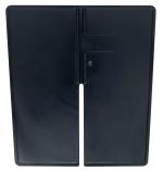 The Quantum Long Divider, designed for use with QP1265, features a black rectangular plastic build with a vertical slit and small latch at the top center. Made in the USA and packaged in a pack of 10, it consists of two joined panels.