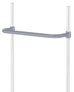 The Quantum Push Handle, 21W, with a gray epoxy antimicrobial finish, mounts on two adjustable-height metal poles. Its likely part of a shelving system against a plain white background.