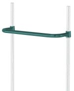 The Quantum Push Handle, 21W, includes a green epoxy antimicrobial finish on a horizontal bar connecting two vertical transparent poles, offering style and hygiene with a sleek modern touch.