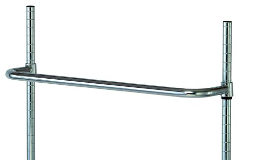 The Quantum Push Handle, 24W, features a chrome-plated finish and attaches to two vertical poles for a U-shaped structure, ideal for adjustable shelving or storage systems.