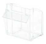 The Quantum Tip Out Bin, Cup Only, is designed for Qtb301 Bins. Made in the USA, it features an open front and slightly angled top in a transparent design for easy content visibility, making it ideal for efficiently organizing small items in homes or offices.