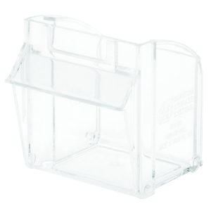 The Quantum Tip Out Bin, Cup Only, is designed for Qtb301 Bins. Made in the USA, it features an open front and slightly angled top in a transparent design for easy content visibility, making it ideal for efficiently organizing small items in homes or offices.