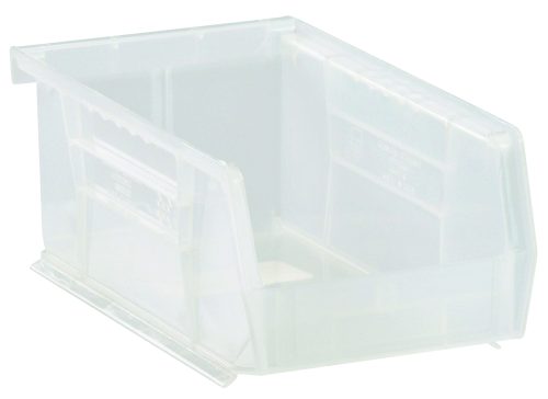 QUS220CL.jpg The Quantum Bin is a clear polypropylene storage bin, measuring 4-1/8W x 7-3/8D x 3H, with stackable edges and anti-slide lock. It features an open front, divider slot for organization, front/back/side grips, and a molded-in label holder—ideal for organizing essentials. Made in the USA.