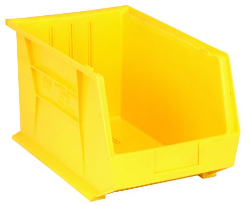 QUS260_YL.jpg The Quantum Bin is a yellow polypropylene storage solution, measuring 11W X 18D X 10H. It features reinforced sides and base, stacking or hanging capability with an anti-slide lock, front/back/side grips for easy handling, three divider slots, a rear hanger, and a molded-in label holder. Made in the USA.