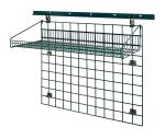 The Quantum Store Grid Standard-Duty Kit features a 36W x 18D shelf atop a 36W x 30H grid panel, mounted on a 40 wall track. With multiple attachment points and a green epoxy antimicrobial finish, its ideal for efficient storage and organization.