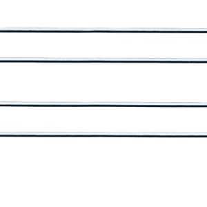 The Quantum Side Ledge features a simple, geometric structure with two intertwined 304 stainless steel rods, parallel and interconnected at the center, boasting loops at each end. This symmetrical piece against a white background measures 21D x 4H.