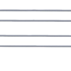 The Quantum Side Ledge is a minimalist wire rack with two horizontal bars and vertical supports, featuring a sleek silver design. It includes side ledge for item security and is coated with gray epoxy antimicrobial finish for durability and cleanliness. Size: 24D x 4H.