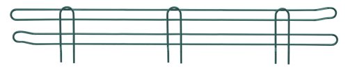 Image of the Quantum Side Ledge, a green epoxy antimicrobial metal plant support with two horizontal bars and four U-shaped legs for garden plant stabilization.