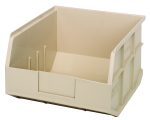 The Quantum Stackable Shelf Bin, in ivory, measures 12W x 11D x 7H. Crafted from durable polypropylene and autoclavable up to 250°F, it features ridged sides and an elevated base for strength. Made in the USA, its perfect for organizing small items.