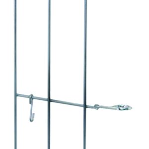 The Quantum Tray Slide features a 62D vertical metal frame with two parallel rods, horizontal bars, hooks, and loops. Its NSF certified and chrome-plated with a tray slide feature for climbing plants or as a garden trellis. Capacity for 10 trays.