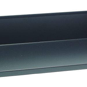 The Quantum Removable Tray, a black steel truck tray with dimensions of 36W x 15D x 6H, offers sleek rectangular design and has two handles on its shorter sides. Featuring smooth edges and a flat base, its perfect as an open front accessory in any setting.
