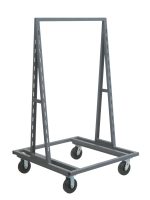 The Quantum Removable Tray Truck is a gray, black steel cart with a rectangular shape and all-welded construction. It features double-sided slotted uprights every 3-1/2 centers, measuring 38W x 30D x 67H, sits on bolt-on casters (2 swivel, 2 rigid), and has a load capacity of 2000 lbs.