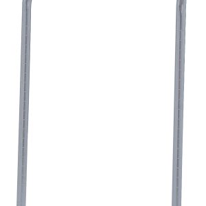 The Quantum U-Handle stands upright against a white backdrop, showcasing its gray epoxy antimicrobial finish with both ends extending downwards. Dimensions are 18W x 32H.