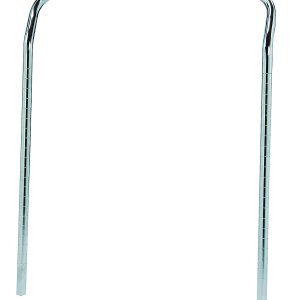 The Quantum U-Handle is a lightweight, 24W x 32H metal walking frame with two straight legs and a U-handle curved top bar for stability and support, featuring an open, minimalistic design in silver metal with a chrome-plated finish.