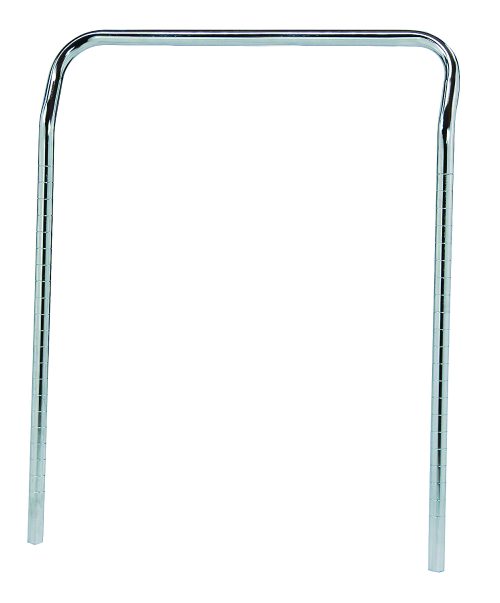 The Quantum U-Handle is a lightweight, 24W x 32H metal walking frame with two straight legs and a U-handle curved top bar for stability and support, featuring an open, minimalistic design in silver metal with a chrome-plated finish.