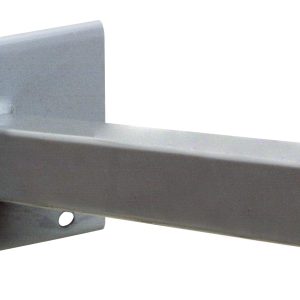 The Quantum Spike is a heavy-duty, gray metal wall bracket with a 12 pronged square-ended arm and rectangular base, designed for louvered panels. It includes a mounting hole for stability and supports up to 50 lbs.