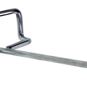 The Quantum Single Rod, 9 Pronged tool, featuring a rectangular loop handle and a straight rod with a red rubber tip, is designed for use on louvered panels. It has a 15 lbs. load capacity and is ideal for manipulation or adjustment tasks.