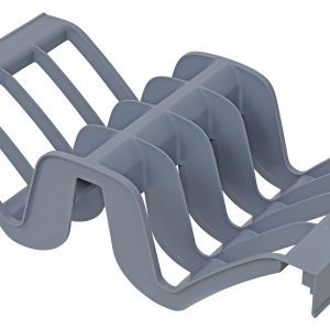 The Millenia Waved Drying Rack Section, measuring 12W x 24D, features a gray finish and an innovative wavy design with (8) slots. Made of heavy-duty polypropylene in the USA, it efficiently organizes documents or papers.